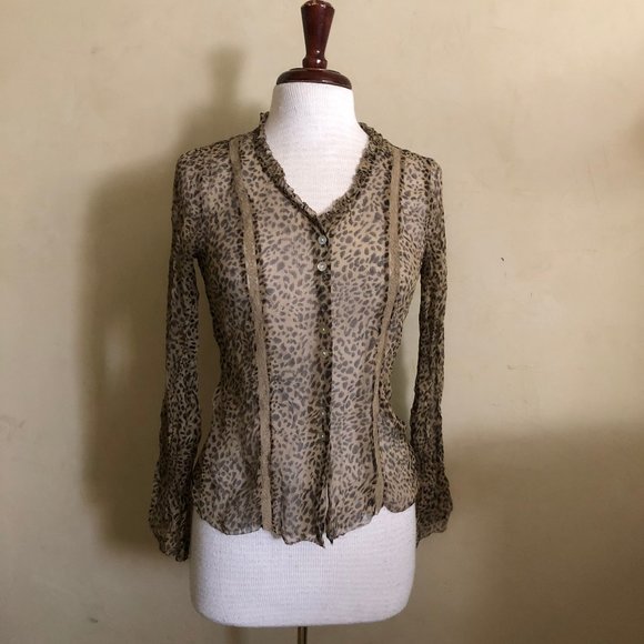 Vintage Leopard Print Silk Blouse - Picture 1 of 7